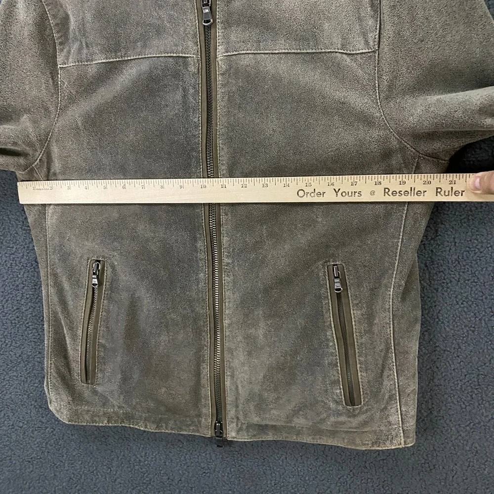 John Varvatos Leather Jacket Medium READ Lambskin Moto Cafe Racer Band Collar